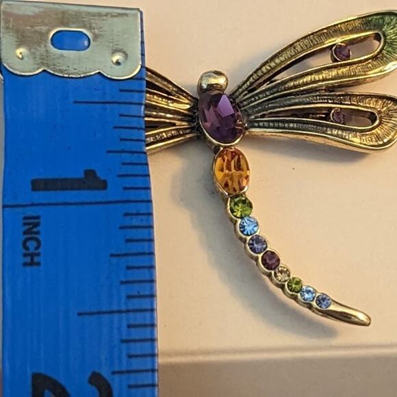 Vintage Monet Dragonfly Crystal Brooch New in Box - Picture 5 of 5
